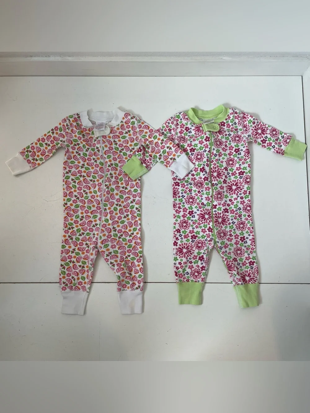 Set of 2 Hanna Andersson Girls 60 cm 6-9 months PJs Sleeper Zippy Floral